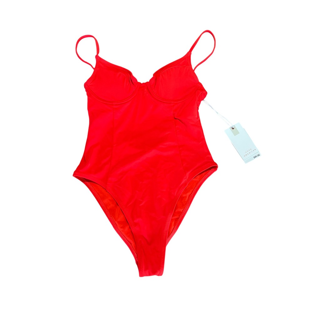 Good American Always Fits Underwire One Piece Swimsuit Bright Poppy Red Size 0 - Picture 1 of 8